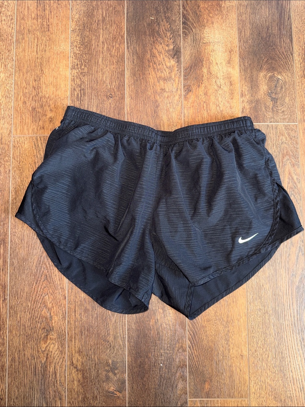 Nike Women's Black Athletic Running Shorts with White Swoosh